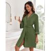 Ekouaer Women Kimono Robes Knee Length Knit Bathrobe Lightweight Soft Sleepwear V-neck Casual Ladies Loungewear(Army Green)