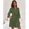 Ekouaer Women Kimono Robes Knee Length Knit Bathrobe Lightweight Soft Sleepwear V-neck Casual Ladies Loungewear(Army Green)