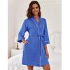 Ekouaer Women Kimono Robes Knee Length Knit Bathrobe Lightweight Soft Sleepwear V-neck Casual Ladies Loungewear(Blue)