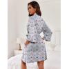 Ekouaer Women Kimono Robes Knee Length Knit Bathrobe Lightweight Soft Sleepwear V-neck Casual Ladies Loungewear(Blue Striped Teddy Bear)