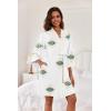 Ekouaer Women Kimono Robes Knee Length Knit Bathrobe Lightweight Soft Sleepwear V-neck Casual Ladies Loungewear(Bubble Eye)