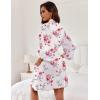 Ekouaer Women Kimono Robes Knee Length Knit Bathrobe Lightweight Soft Sleepwear V-neck Casual Ladies Loungewear(Charming Rose)