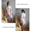 Ekouaer Women Kimono Robes Knee Length Knit Bathrobe Lightweight Soft Sleepwear V-neck Casual Ladies Loungewear(Charming Rose)