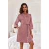 Ekouaer Women Kimono Robes Knee Length Knit Bathrobe Lightweight Soft Sleepwear V-neck Casual Ladies Loungewear(Gray Purple)