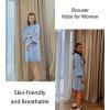 Ekouaer Women Kimono Robes Knee Length Knit Bathrobe Lightweight Soft Sleepwear V-neck Casual Ladies Loungewear(Light Blue)