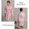 Ekouaer Women Kimono Robes Knee Length Knit Bathrobe Lightweight Soft Sleepwear V-neck Casual Ladies Loungewear(Pink Striped Teddy Bear)