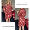 Ekouaer Women Kimono Robes Knee Length Knit Bathrobe Lightweight Soft Sleepwear V-neck Casual Ladies Loungewear(Red Plaid Teddy Bear)
