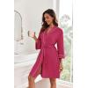 Ekouaer Women Kimono Robes Knee Length Knit Bathrobe Lightweight Soft Sleepwear V-neck Casual Ladies Loungewear(Rose Red)