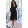 Ekouaer Women Lace Maternity Nursing Gown and 3/4 Sleeve Robe Set Double Layer Breastfeeding Nightgown Slip Dress & Bathrobe(Black)