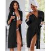 Ekouaer Women Lace Maternity Nursing Gown and 3/4 Sleeve Robe Set Double Layer Breastfeeding Nightgown Slip Dress & Bathrobe(Black)