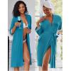 Ekouaer Women Lace Maternity Nursing Gown and 3/4 Sleeve Robe Set Double Layer Breastfeeding Nightgown Slip Dress & Bathrobe(Blue Green)