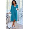 Ekouaer Women Lace Maternity Nursing Gown and 3/4 Sleeve Robe Set Double Layer Breastfeeding Nightgown Slip Dress & Bathrobe(Blue Green)