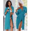 Ekouaer Women Lace Maternity Nursing Gown and 3/4 Sleeve Robe Set Double Layer Breastfeeding Nightgown Slip Dress & Bathrobe(Blue Green Floral)