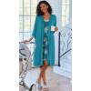 Ekouaer Women Lace Maternity Nursing Gown and 3/4 Sleeve Robe Set Double Layer Breastfeeding Nightgown Slip Dress & Bathrobe(Blue Green Floral)