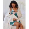 Ekouaer Women Lace Maternity Nursing Gown and 3/4 Sleeve Robe Set Double Layer Breastfeeding Nightgown Slip Dress & Bathrobe(Blue Green Floral)
