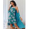 Ekouaer Women Lace Maternity Nursing Gown and 3/4 Sleeve Robe Set Double Layer Breastfeeding Nightgown Slip Dress & Bathrobe(Blue Green Floral)