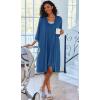 Ekouaer Women Lace Maternity Nursing Gown and 3/4 Sleeve Robe Set Double Layer Breastfeeding Nightgown Slip Dress & Bathrobe(Dark Blue)