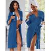 Ekouaer Women Lace Maternity Nursing Gown and 3/4 Sleeve Robe Set Double Layer Breastfeeding Nightgown Slip Dress & Bathrobe(Dark Blue)