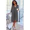 Ekouaer Women Lace Maternity Nursing Gown and 3/4 Sleeve Robe Set Double Layer Breastfeeding Nightgown Slip Dress & Bathrobe(Dark Grey)