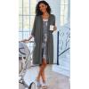 Ekouaer Women Lace Maternity Nursing Gown and 3/4 Sleeve Robe Set Double Layer Breastfeeding Nightgown Slip Dress & Bathrobe(Dark Grey Floral)