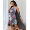 Ekouaer Women Lace Maternity Nursing Gown and 3/4 Sleeve Robe Set Double Layer Breastfeeding Nightgown Slip Dress & Bathrobe(Dark Grey Floral)