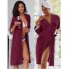 Ekouaer Women Lace Maternity Nursing Gown and 3/4 Sleeve Robe Set Double Layer Breastfeeding Nightgown Slip Dress & Bathrobe(Dark Red)