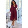 Ekouaer Women Lace Maternity Nursing Gown and 3/4 Sleeve Robe Set Double Layer Breastfeeding Nightgown Slip Dress & Bathrobe(Dark Red)