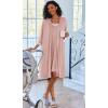 Ekouaer Women Lace Maternity Nursing Gown and 3/4 Sleeve Robe Set Double Layer Breastfeeding Nightgown Slip Dress & Bathrobe(Dirty Pink)