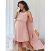Ekouaer Women Lace Maternity Nursing Gown and 3/4 Sleeve Robe Set Double Layer Breastfeeding Nightgown Slip Dress & Bathrobe(Dirty Pink)