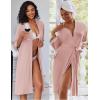 Ekouaer Women Lace Maternity Nursing Gown and 3/4 Sleeve Robe Set Double Layer Breastfeeding Nightgown Slip Dress & Bathrobe(Dirty Pink)