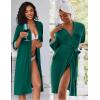 Ekouaer Women Lace Maternity Nursing Gown and 3/4 Sleeve Robe Set Double Layer Breastfeeding Nightgown Slip Dress & Bathrobe(Lake Green)