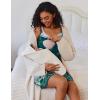 Ekouaer Women Lace Maternity Nursing Gown and 3/4 Sleeve Robe Set Double Layer Breastfeeding Nightgown Slip Dress & Bathrobe(Lake Green Floral)
