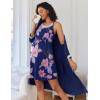 Ekouaer Women Lace Maternity Nursing Gown and 3/4 Sleeve Robe Set Double Layer Breastfeeding Nightgown Slip Dress & Bathrobe(Navy Blue Floral)