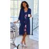 Ekouaer Women Lace Maternity Nursing Gown and 3/4 Sleeve Robe Set Double Layer Breastfeeding Nightgown Slip Dress & Bathrobe(Navy Blue Floral)