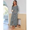 Ekouaer Women Long House Coat Zipper Front Robes Full Length Nightgowns with Pockets Striped Loungewear S-4XL(Dark Grey Stripes)
