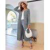 Ekouaer Women Long House Coat Zipper Front Robes Full Length Nightgowns with Pockets Striped Loungewear S-4XL(Dark Grey Stripes)