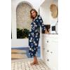 Ekouaer Women Robes Long Knit Bathrobe Lightweight Soft Kimono Robes Casual Ladies Loungewear with Pockets(01navy Blue Floral)