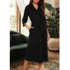 Ekouaer Women Robes Long Knit Bathrobe Lightweight Soft Kimono Robes Casual Ladies Loungewear with Pockets(Black)