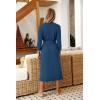 Ekouaer Women Robes Long Knit Bathrobe Lightweight Soft Kimono Robes Casual Ladies Loungewear with Pockets(Blue)