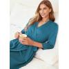 Ekouaer Women Robes Long Knit Bathrobe Lightweight Soft Kimono Robes Casual Ladies Loungewear with Pockets(Blue Green)