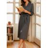 Ekouaer Women Robes Long Knit Bathrobe Lightweight Soft Kimono Robes Casual Ladies Loungewear with Pockets(Grey)