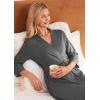 Ekouaer Women Robes Long Knit Bathrobe Lightweight Soft Kimono Robes Casual Ladies Loungewear with Pockets(Grey)