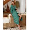 Ekouaer Women Robes Long Knit Bathrobe Lightweight Soft Kimono Robes Casual Ladies Loungewear with Pockets(Grey Green)