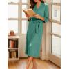Ekouaer Women Robes Long Knit Bathrobe Lightweight Soft Kimono Robes Casual Ladies Loungewear with Pockets(Grey Green)