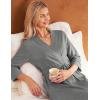 Ekouaer Women Robes Long Knit Bathrobe Lightweight Soft Kimono Robes Casual Ladies Loungewear with Pockets(Light Grey)