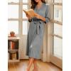 Ekouaer Women Robes Long Knit Bathrobe Lightweight Soft Kimono Robes Casual Ladies Loungewear with Pockets(Light Grey)
