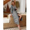Ekouaer Women Robes Long Knit Bathrobe Lightweight Soft Kimono Robes Casual Ladies Loungewear with Pockets(Light Grey)