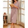 Ekouaer Women Robes Long Knit Bathrobe Lightweight Soft Kimono Robes Casual Ladies Loungewear with Pockets(Pink)