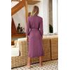 Ekouaer Women Robes Long Knit Bathrobe Lightweight Soft Kimono Robes Casual Ladies Loungewear with Pockets(Purple Red)