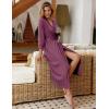 Ekouaer Women Robes Long Knit Bathrobe Lightweight Soft Kimono Robes Casual Ladies Loungewear with Pockets(Purple Red)